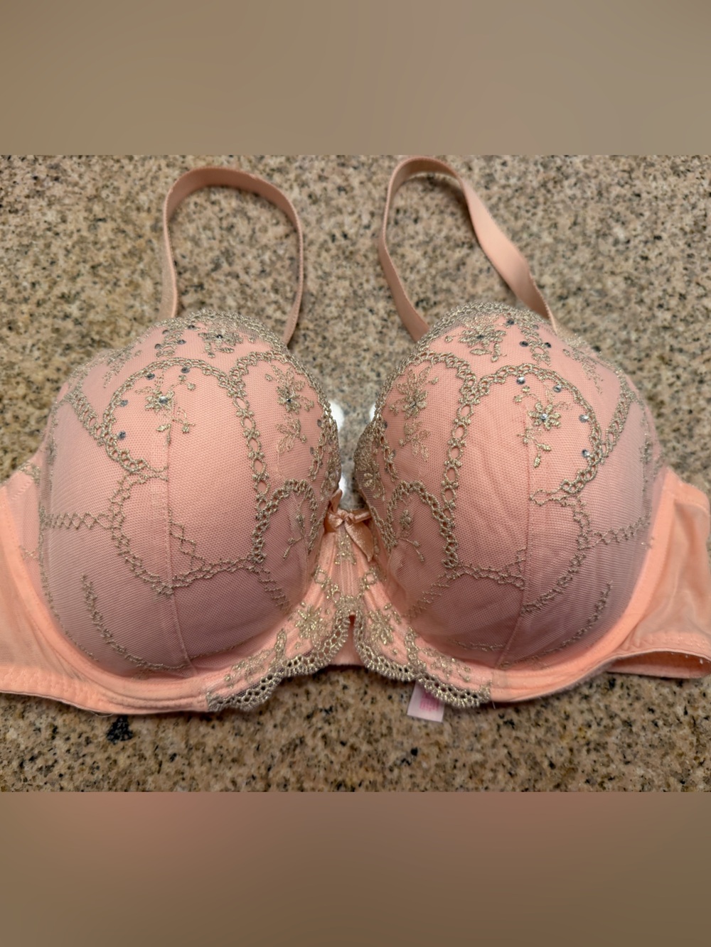 Victoria's Secret Pink Embroidered laced Demi Bra with Metallic Detail